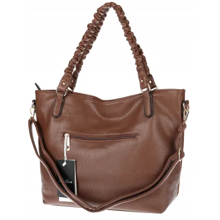 Torebka damska shopper A4 elegancka torba duża do pracy HJ1252 Brązowa