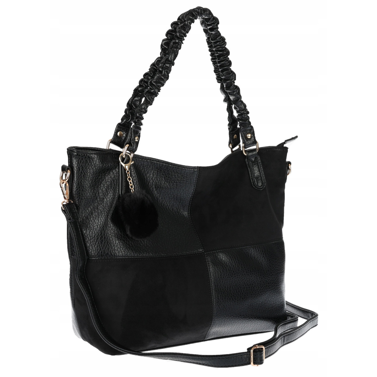 Torebka damska shopper A4 elegancka torba duża do pracy HJ1252 Czarna