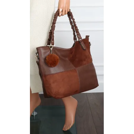 Torebka damska shopper A4 elegancka torba duża do pracy HJ1252 Brązowa
