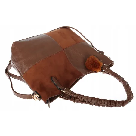 Torebka damska shopper A4 elegancka torba duża do pracy HJ1252 Brązowa