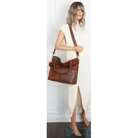 Torebka damska shopper A4 elegancka torba duża do pracy HJ1252 Brązowa