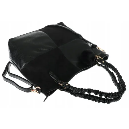 Torebka damska shopper A4 elegancka torba duża do pracy HJ1252 Czarna