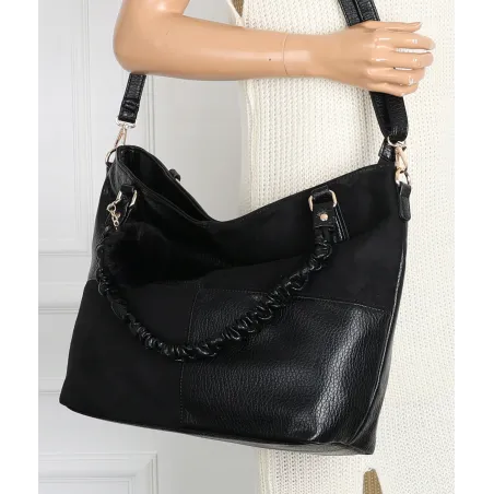 Torebka damska shopper A4 elegancka torba duża do pracy HJ1252 Czarna