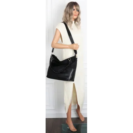 Torebka damska shopper A4 elegancka torba duża do pracy HJ1252 Czarna