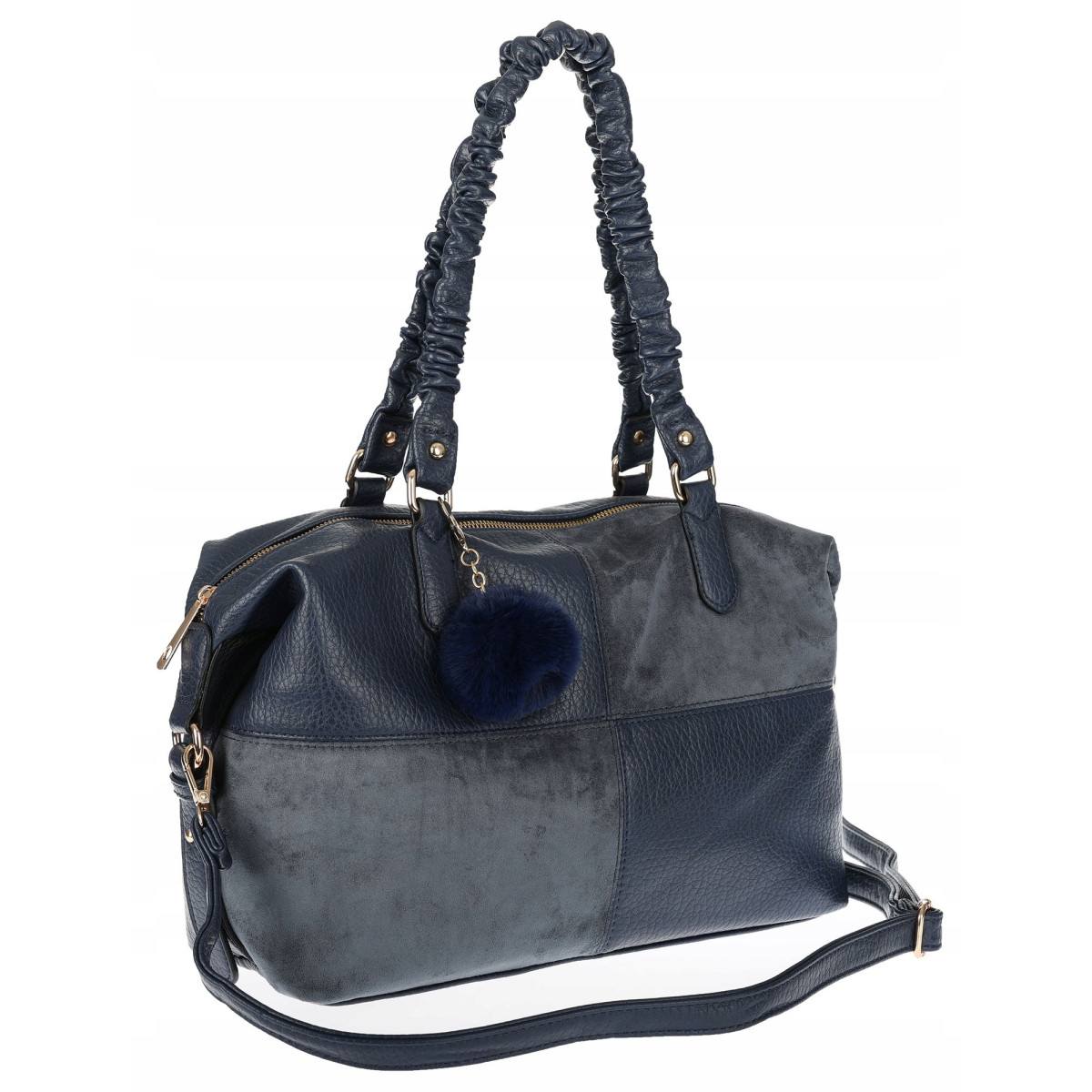 Torebka damska shopper A4 elegancka torba duża do pracy HJ1255 Granatowa