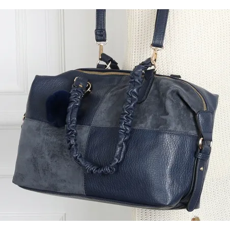Torebka damska shopper A4 elegancka torba duża do pracy HJ1255 Granatowa