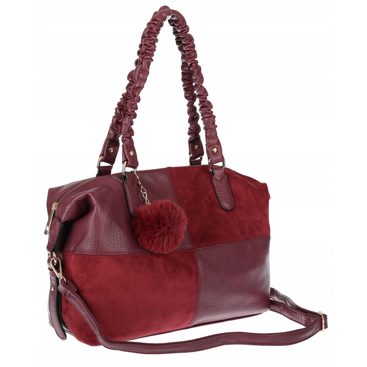 Torebka damska shopper A4 elegancka torba duża do pracy HJ1255 Bordowa