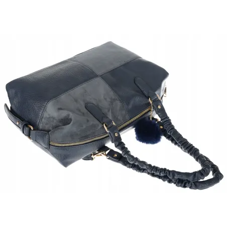 Torebka damska shopper A4 elegancka torba duża do pracy HJ1255 Granatowa