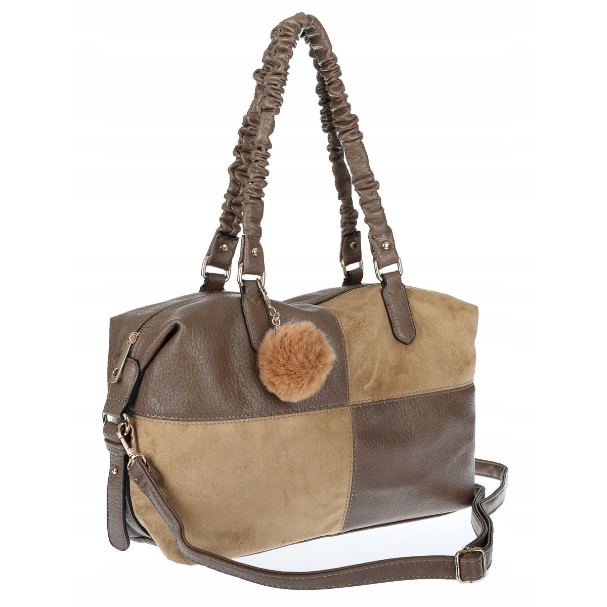 Torebka damska shopper A4 elegancka torba duża do pracy HJ1255 Beżowa