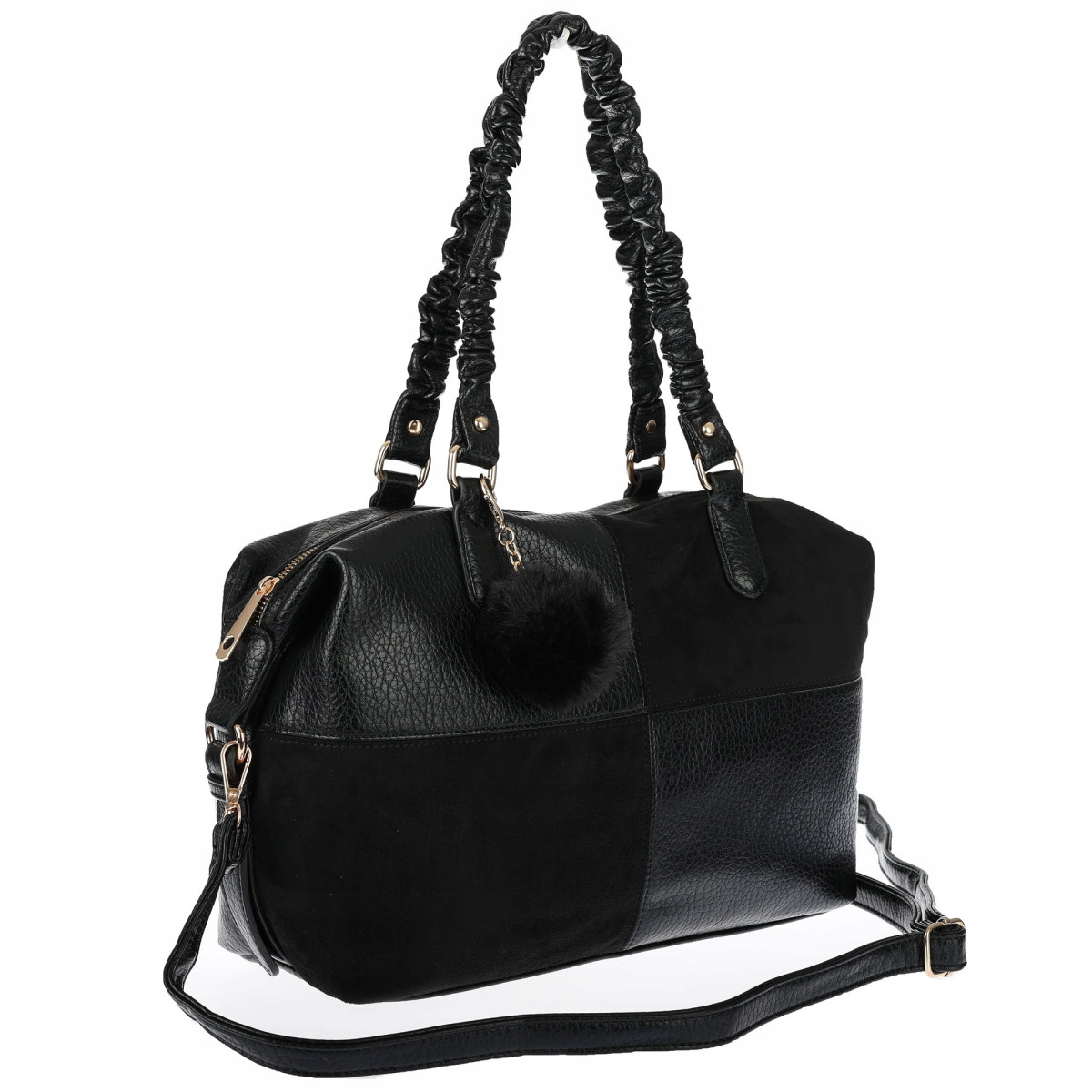 Torebka damska shopper A4 elegancka torba duża do pracy HJ1255 Czarna