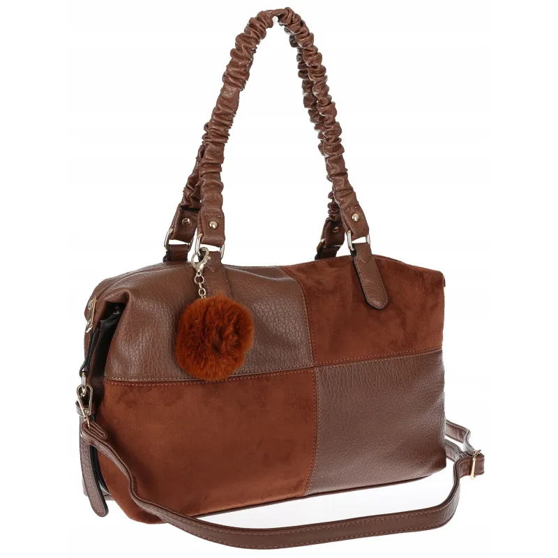 Torebka damska shopper A4 elegancka torba duża do pracy HJ1255 Brązowa