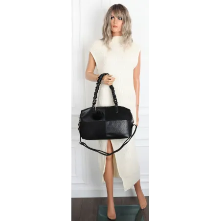 Torebka damska shopper A4 elegancka torba duża do pracy HJ1255 Czarna