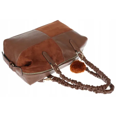 Torebka damska shopper A4 elegancka torba duża do pracy HJ1255 Brązowa