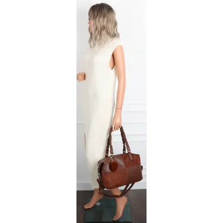 Torebka damska shopper A4 elegancka torba duża do pracy HJ1255 Brązowa