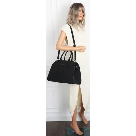 Torebka damska duża listonoszka pojemna modna torba kuferek BSY76865 Czarna