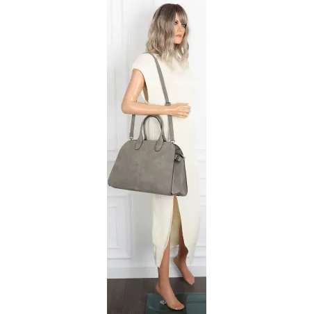 Torebka damska duża listonoszka pojemna modna torba kuferek BSY76865 Szara