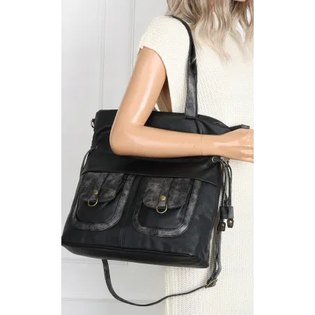 Torebka Damska Shopper duża pojemna Listonoszka na Ramię MC373 Czarna