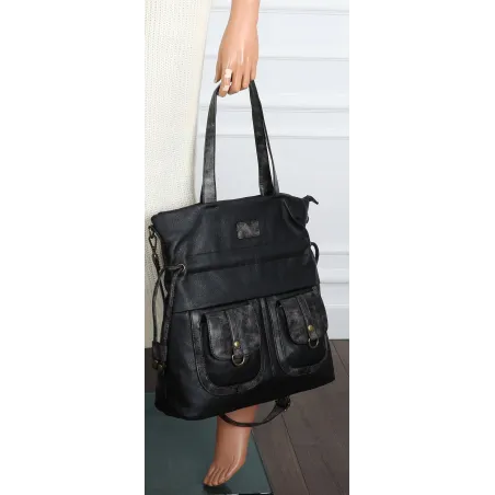 Torebka Damska Shopper duża pojemna Listonoszka na Ramię MC373 Czarna