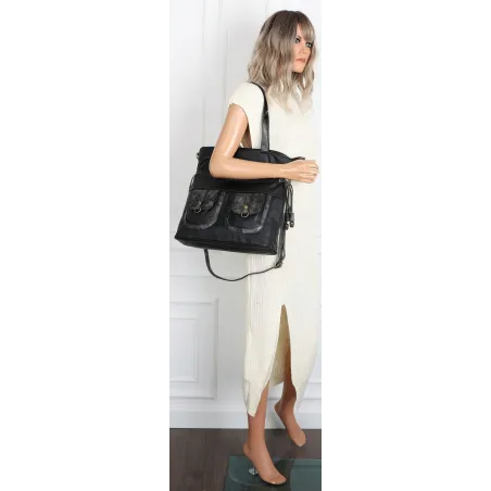 Torebka Damska Shopper duża pojemna Listonoszka na Ramię MC373 Czarna