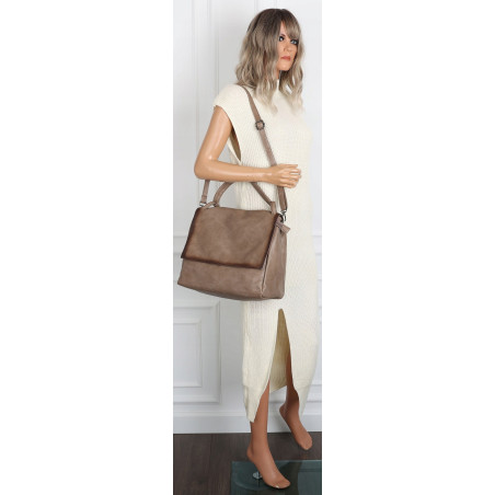 Torebka Damska listonoszka shopper duża pojemna klasyczna modna 3217 Beżowa