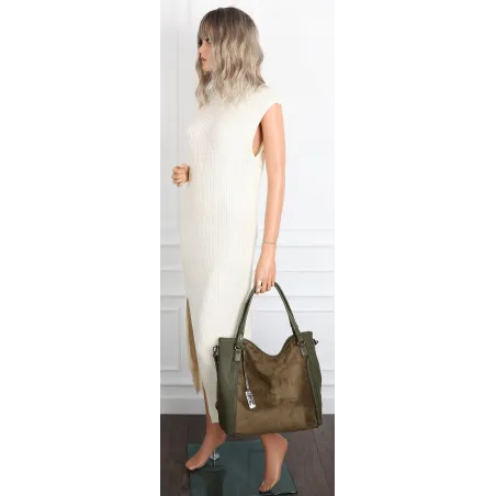 Torebka damska shopper A4 elegancka torba duża do pracy CC6631 Zielona