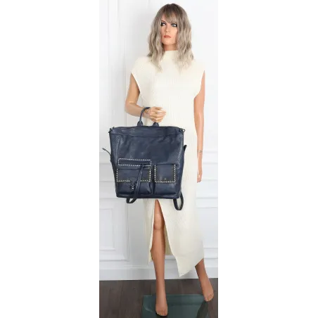 Torebka damska plecak pojemna shopper na ramię duża torba TB9259 Granatowa