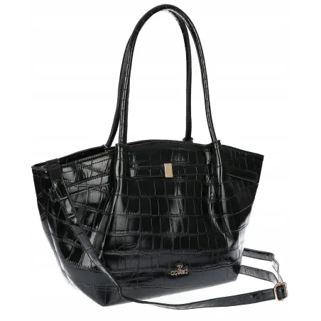 Torebka Damska Listonoszka Kuferek na Ramię modna łódka CHLGR3102 Czarna