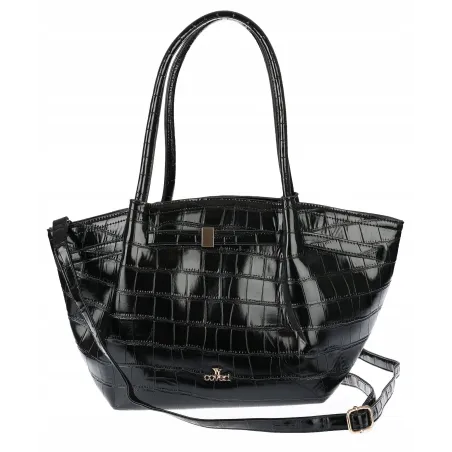 Torebka Damska Listonoszka Kuferek na Ramię modna łódka CHLGR3102 Czarna