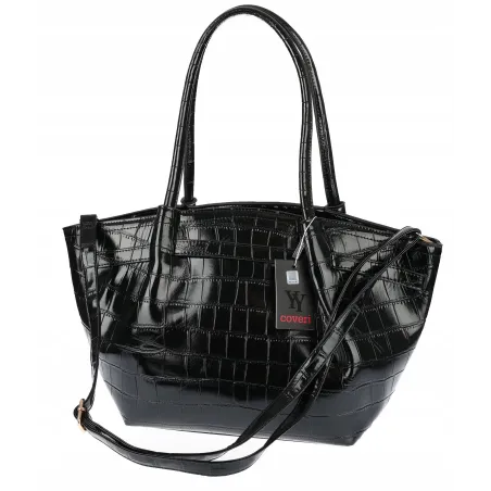 Torebka Damska Listonoszka Kuferek na Ramię modna łódka CHLGR3102 Czarna