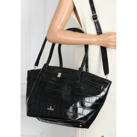 Torebka Damska Listonoszka Kuferek na Ramię modna łódka CHLGR3102 Czarna