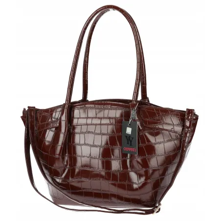 Torebka Damska Listonoszka Kuferek na Ramię łódka CHLGR3102 Czekoladowa