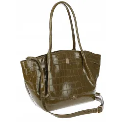 Torebka Damska Listonoszka Kuferek na Ramię modna łódka CHLGR3102 Zielona