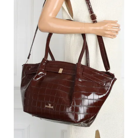 Torebka Damska Listonoszka Kuferek na Ramię łódka CHLGR3102 Czekoladowa