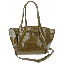 Torebka Damska Listonoszka Kuferek na Ramię modna łódka CHLGR3102 Zielona