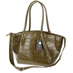 Torebka Damska Listonoszka Kuferek na Ramię modna łódka CHLGR3102 Zielona