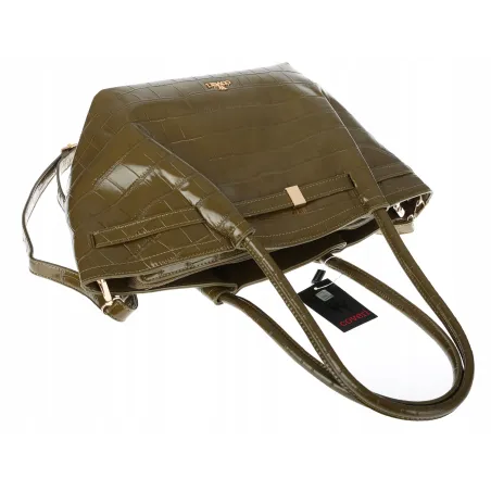 Torebka Damska Listonoszka Kuferek na Ramię modna łódka CHLGR3102 Zielona