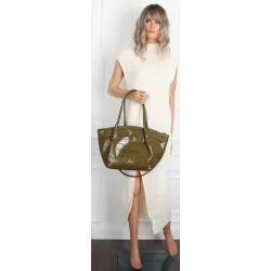Torebka Damska Listonoszka Kuferek na Ramię modna łódka CHLGR3102 Zielona