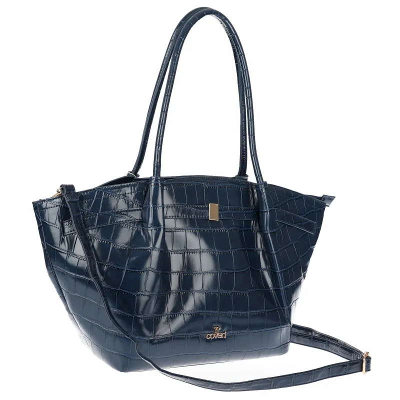 Torebka Damska Listonoszka Kuferek na Ramię modna łódka CHLGR3102 Granatowa