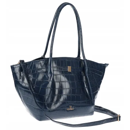 Torebka Damska Listonoszka Kuferek na Ramię modna łódka CHLGR3102 Granatowa