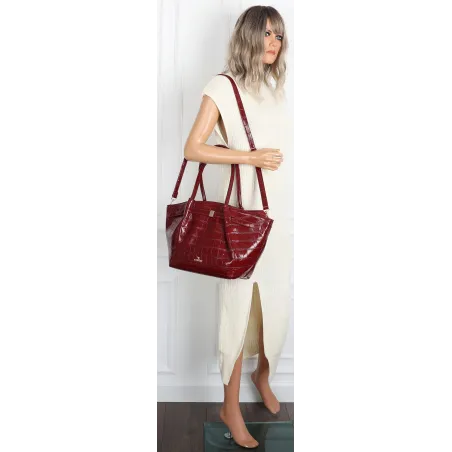 Torebka Damska Listonoszka Kuferek na Ramię modna łódka CHLGR3102 Bordowa