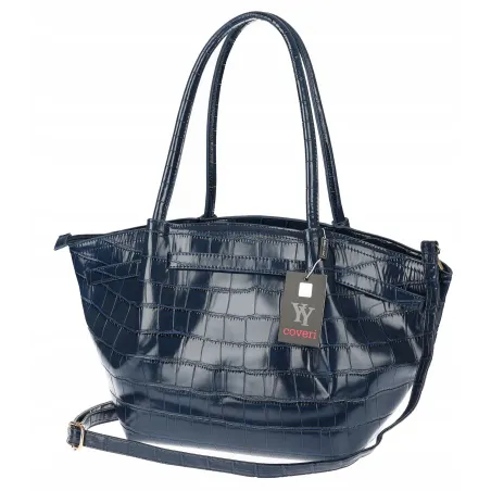 Torebka Damska Listonoszka Kuferek na Ramię modna łódka CHLGR3102 Granatowa