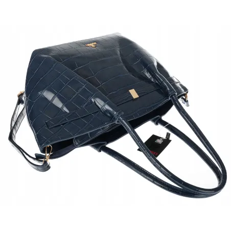 Torebka Damska Listonoszka Kuferek na Ramię modna łódka CHLGR3102 Granatowa