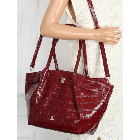 Torebka Damska Listonoszka Kuferek na Ramię modna łódka CHLGR3102 Bordowa