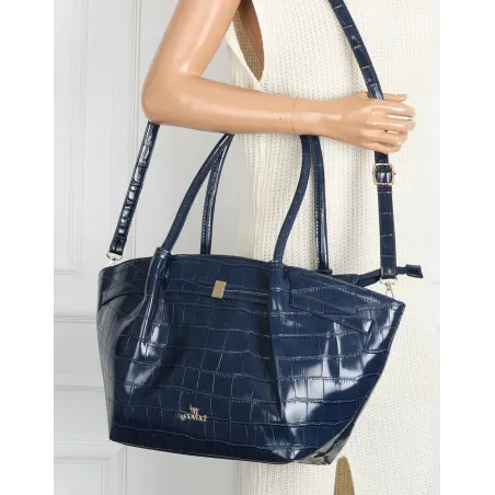 Torebka Damska Listonoszka Kuferek na Ramię modna łódka CHLGR3102 Granatowa