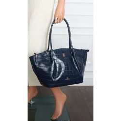 Torebka Damska Listonoszka Kuferek na Ramię modna łódka CHLGR3102 Granatowa