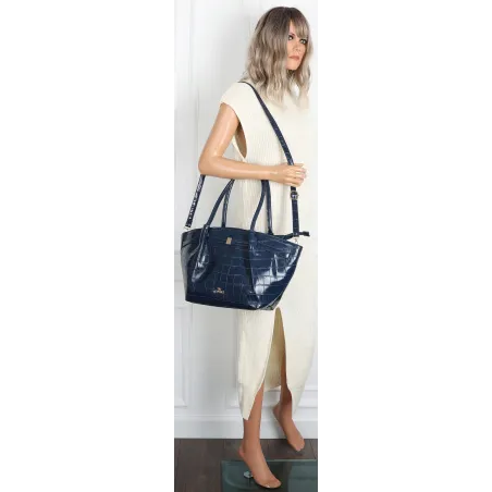 Torebka Damska Listonoszka Kuferek na Ramię modna łódka CHLGR3102 Granatowa
