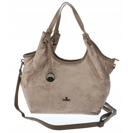 Torebka Damska Shopperka Worek Pojemna A4 eko zamsz CWJTT2922 Beżowa