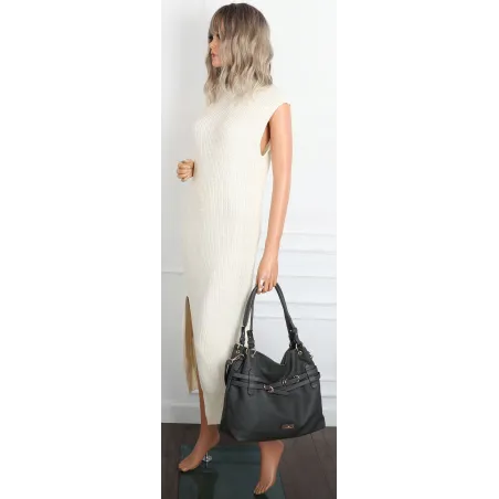 Torebka Damska Shopperka Worek Pojemna A4 Modna na Ramię Torba CH9911 Szara