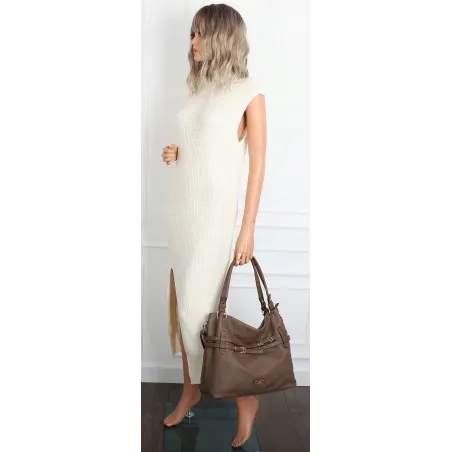 Torebka Damska Shopperka Worek Pojemna A4 Modna Duża Torba CH9911 Brązowa