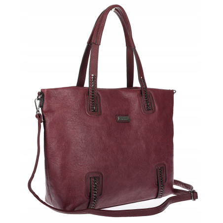 Torebka damska shopper A4 elegancka torba duża do pracy CH6687 Bordowa